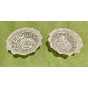 Lot Of 2 Vintage Bagley Frosted Rim Glass Finger Bowls